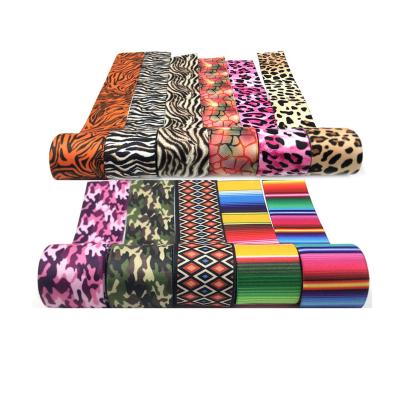 China 200Y 25mm Leopard Elastic Aztec Camouflage 38mm Printed Garment Webbing Strap Sewing Tape Elastic Band Clothing Elastic Band for sale