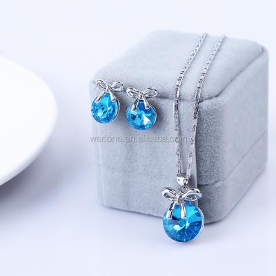 China Wholesale original ALLOY original bowknot necklace and ring fine ranis jewelry set shiny crystal haar for sale