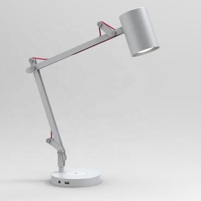 China Household Decorative Modern Adjustable Eye Protection LED Light Desk Dimmable Table Lamp With Wireless Charging for sale