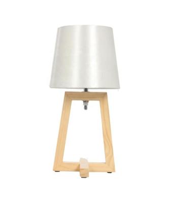 China Modern Professional Modern Decorative Handcrafted Carving Wood Base Fabric Shade Desk Light Table Night Lamp for sale