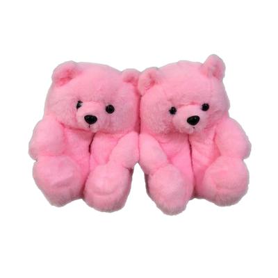 China Cushioning Cheap Lovely Plush Adult Indoor Custom Bedroom Slipper Animal Teddy Bear Slippers for sale