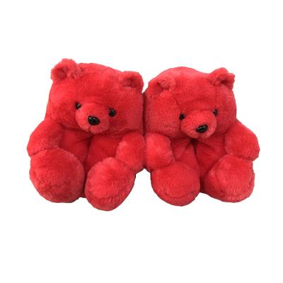 China Cushioning Lovely Winter Warm Fluffy Home Soft Plush Teddy Bear Bedroom Shoes Indoor Soft Anti-skid Slippers for sale