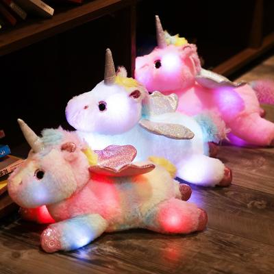 China Gift Stuffed Unicorn Soft Plush Toy With Led Soft Toys Unicorn Light Pillow Lighting for sale