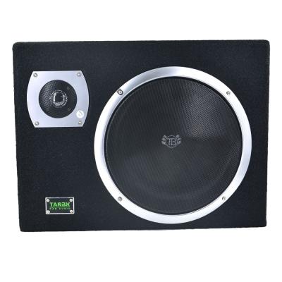 China Factory competitive price car audio slim active subwoofer with 10 inch car bass subwoofer amplifier with tweeter 45cmX32.5cmX15.5cm for sale