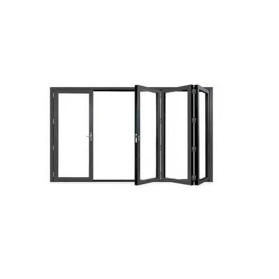 China High Quality Aluminum Casement Window Double Screen Customization Accordion Tempered Glass Living Room Folding Folding Window for sale