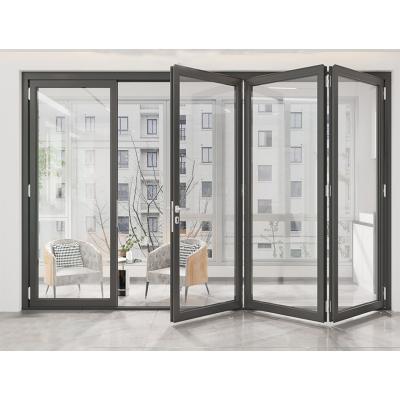 China Security grade aluminum alloy tempered glass entry door patio accordion door folding door stainless steel doorstainless steel doors for sale