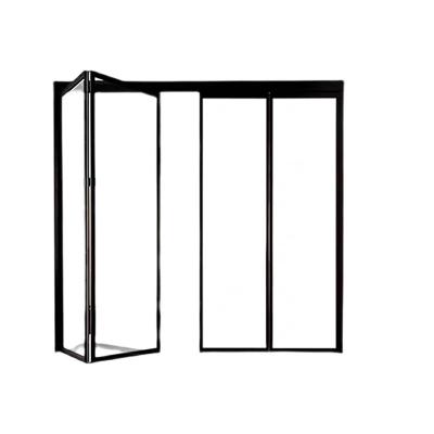 China High Quality Anti-theft Narrow Accordion Door Living Room Folding Door Front Door Aluminum Alloy Tempered Glass Edge Narrow Accordion Door for sale