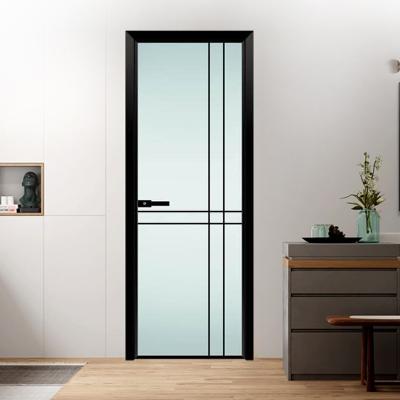 China Household Waterproof Glass Interior Single Kitchen Toilet Door Bathroom Aluminum Alloy Flat Single Swing Door for sale