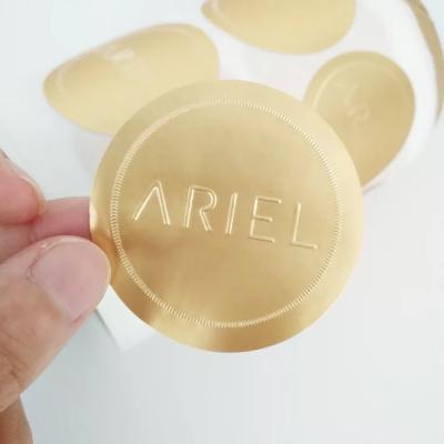 China Waterproof High Quality Gold Color Embossed Sticker Hot Stamping Convex Stickers Thank You Paper Sticker Promotional Gift for sale