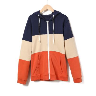 China Viable Factory Wholesale 2022 Women's Ladies Fashion Autumn Winter Long Sleeve Contrast Sweater Zipper Pocket Cardigan Hooded Jacket for sale