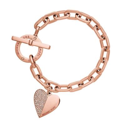 China Environmental friendly European popular for hugging ladies logo chain bracelets stainless steel diamond heart charm bracelet for sale