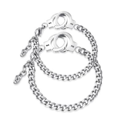 China Wholsale LOVERS bracelet couples titanium steel simple environmental friendly men and women handcuffs chain bracelets for sale