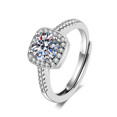 China FASHIONABLE 925 Silver Platinum Plated ADJUSTABLE Zircon Rings Diamond Opening Rings For Couples Wedding Engagement for sale