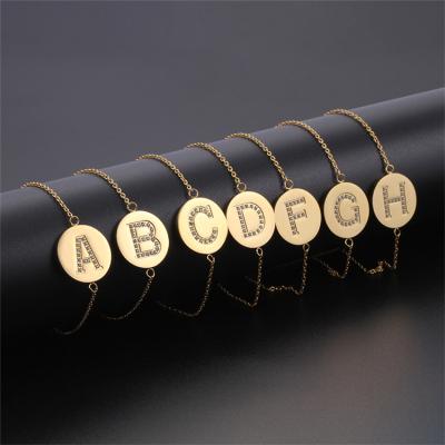 China BOHEMIA 2021 hot sales stainless steel letter charm bracelet gold bead metal designer 925 pave custom letter bracelet for sale