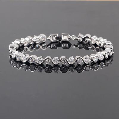 China INS Sales Hot High Quality Gemstone Lead Free Nickel Free Cute Style Cubic Stone Women CZ Diamond Bracelet Pretty Style Amazon White Zircon Bracelet for sale