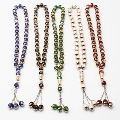 China Lead Free Nickel Free 7 Colors 33 Big Muslim Arabic Muslim Prayer Beads TASBIH With Architectural Design Laser Islamic Islamic Muslims Pray Beads for sale