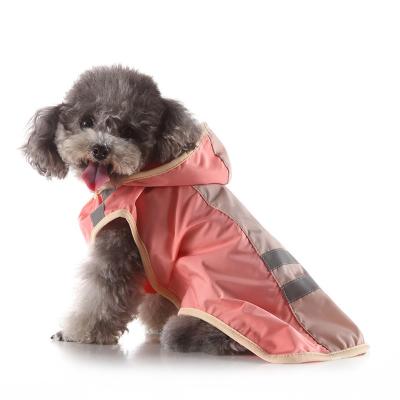 China Stored Adjustable Pet Water Proof Large Pink Dog Raincoat Clothes Light Jacket Poncho Rain Hoodies With Reflective Tape for sale