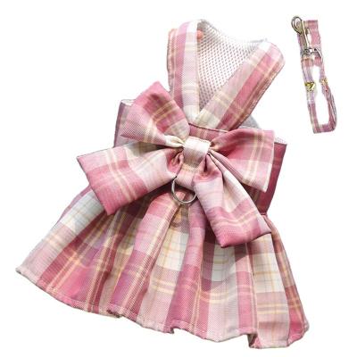 China Wholesale Korean Pet Skirt Dog Clothes Cat Puppy Harness Dress And Stocked Japanese Leash Set for sale