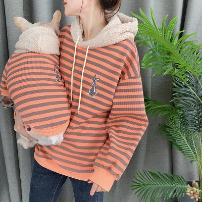 China High Quality Comfortable Soft Stocked Striped Human And Doggie Winter Clothes Pet Hoodie For Pit Bull for sale