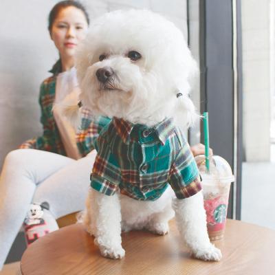 China Hot Sales Luxury Stocked Plaid Dog T-shirt Apparel Dog Shirts Pet Clothes For All Seasons for sale