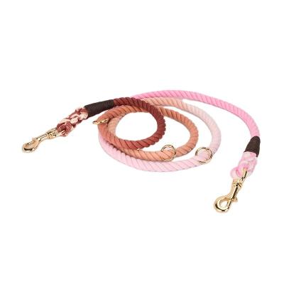 China Heavy Duty Stocked Cotton Dog Rope Leash Dog Training Leash With Comfortable Padded Handle for sale