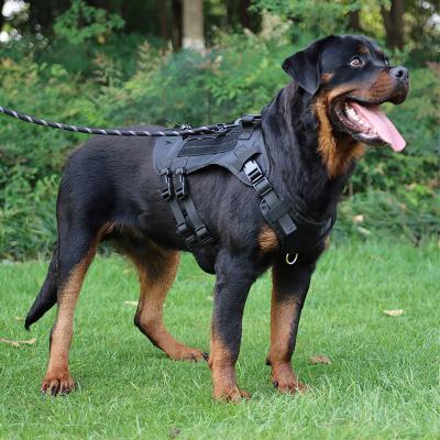 China Stocked Military Police Dog Training Arm No Front Clip Leash Reflective Tactical Dog Pulling Harness for sale