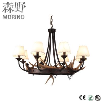 China Art Deco Old Rustic Iron Ring Pendant Lights Wrought Iron Antler Country Large Size American Chandelier for sale