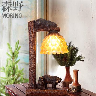 China American country style resin material decorative table lamp for bedroom room decor lights with little bear for sale