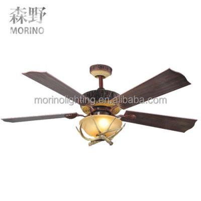 China American Country Vintage Resign Antlers Fancy Led Ceiling Fan Light For Hotel Decoration for sale