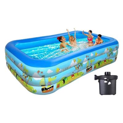 China Quick Freeze Customized Pools Above Ground Kids Inflatable Pool With Electric Air Pump for sale