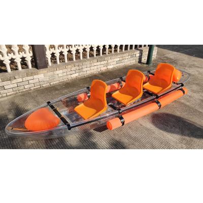 China Transparent clear water sports PC three person kayak for sale for sale