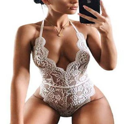 China Purpurroter schwarzer Mesh See Through Sexy Bodysuit-Wäsche-Einteiler-Blumenspitze Babydoll-Nachtzeug zu verkaufen