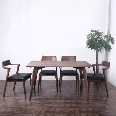 China 2022 Party Banquet Minimalist Hotel Room Designs Restaurant Walnut Wood Dining Table And Chairs for sale