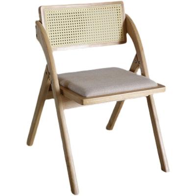 China 2022 Hotel High Quality Modern Outdoor Wholesale Folding Wooden Woven Rattan Dining Chair for sale