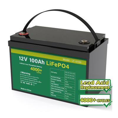 China Overseas stock IP56 ABS IP56 Spare 12V 100Ah Lifepo4 Ion Phosphate Battery Akku Cart Battery Pack Lead Acid Battery for sale