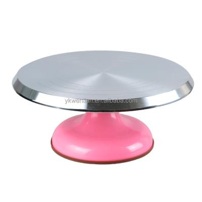 China Aluminum Alloy Cake Turntable Decorating Stand Platform Rotating Viable Colorful Rotating Baking Tools for sale