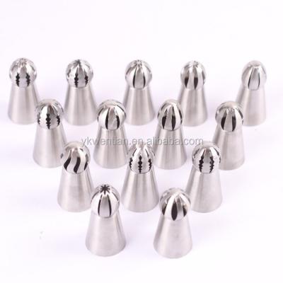 China Sustainable Russian Cupcake Stainless Steel Ball Sprinklers 14PCS Stainless Steel RusTips Cupcake Torch Pastry Tube Cake Decorating Tools for sale