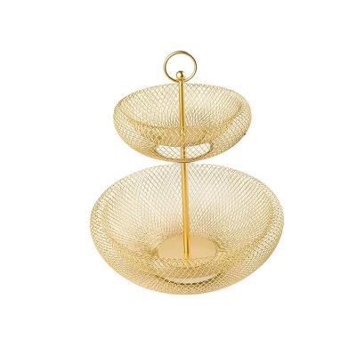 China Sustainable Round Double Wall Fruit Basket Storage Baskets Fruit Bowl and Vegetable Storage Rack for sale