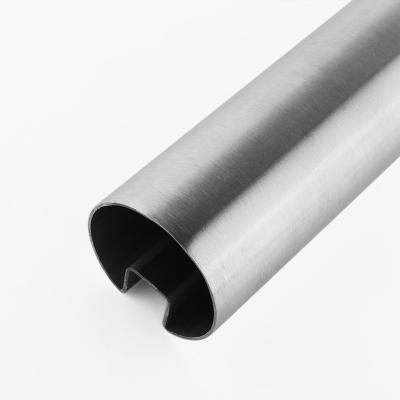 China Handrail Hotsales Stainless Steel 304 316 Satin Finish Round Slot U Groove Channel Pipe for sale