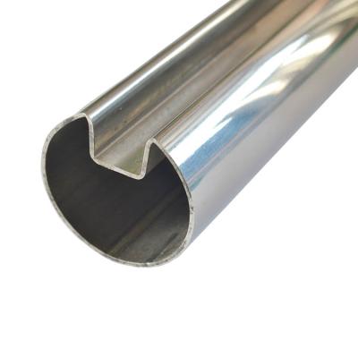 China Chinese Handrail Supplier Mirror Finish Polished Stainless Steel Round Slotted Pipe for sale