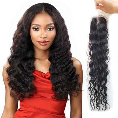 China Lace Base UniWigs Charm Remy Human Hair Hand Made Tied Lace Closure With Baby Hair Water Wave Mono Lace Hair Topper for sale