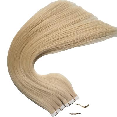 China Silky Straight Blonde 100% Real Skin Seamless Wave Weft Tape In Hair Extensions for sale