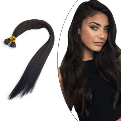 China Indian Tip I Drawn Wave Hair Extensions 100% Good Quality Remy Hair 1g/piece Silky Straight Double Wave Hair Extensions for sale