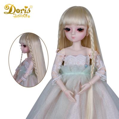 China Variety of Modeling Wholesale 1/4 BJD Doll Hair DORISDOLL Curly Hair Variable Heat Resistant Long Straight Wigs For 45cm Toys Straight Curly Dol for sale