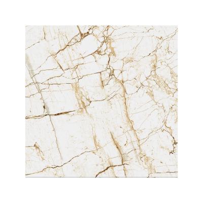 China Modern Ceramic Tile Foshan 24x24 Marble Look Porcelain Floor Tile White And Gold for sale