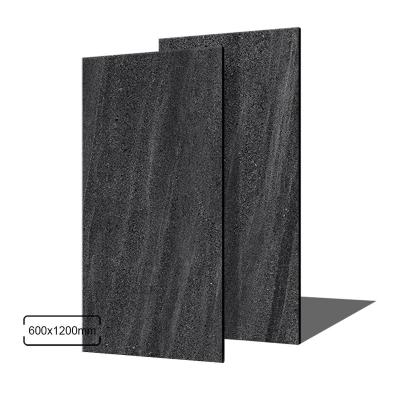 China Non Skie Tiles 60x120 Rustic Villa Bathroom Glazed Black Color Stoneware Porcelain Rustic Ceramic Floor Tile In Promotion for sale