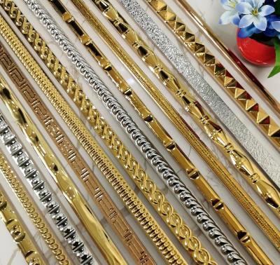 China Hot Selling Glazed Gold Metallic Tiles And Sliver 20x600 15x600 Decorative Wall Tile Listello Pencil Border Ceramic Tile For Bathroom for sale