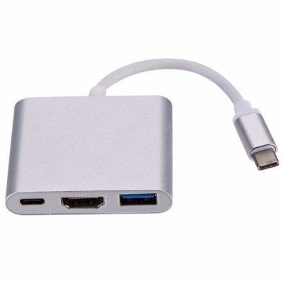 China Mental & ABS Aluminium 3 in 1 usb type c to High Definition Multimedia Interface High quality for Mac Book Pro --Silver for sale