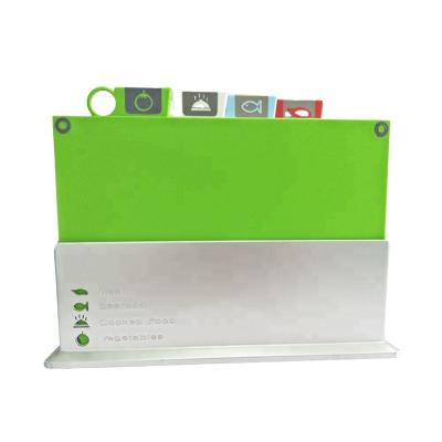 China 4pcs/Set Sustainable Plastic Cutting Board With ABS Stand With Food Icons Index for sale