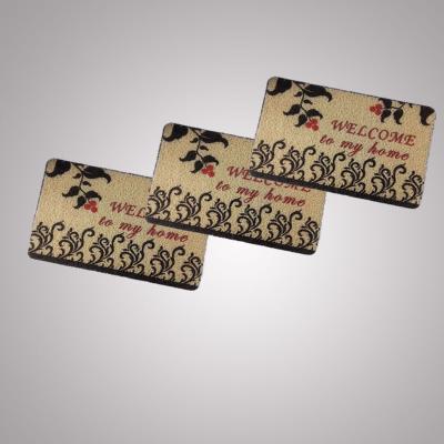 China Custom Anti Slip Hotel Anti-bacteria PVC Coir Printing Mat Welcome Door Mat for sale